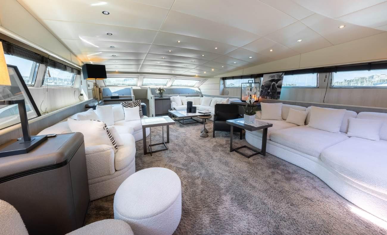 Luxury charter yacht main salon lounge